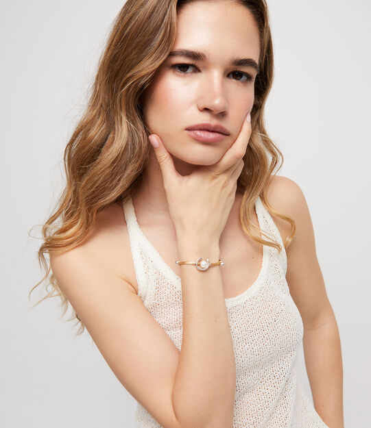 Bracciale in filo cammello con perla shell assortimento placcato argento Sterling.